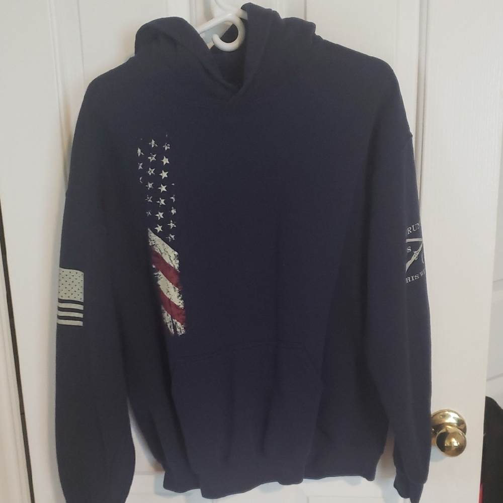 Grunt Style Blue Hoodie with Patriotic Design